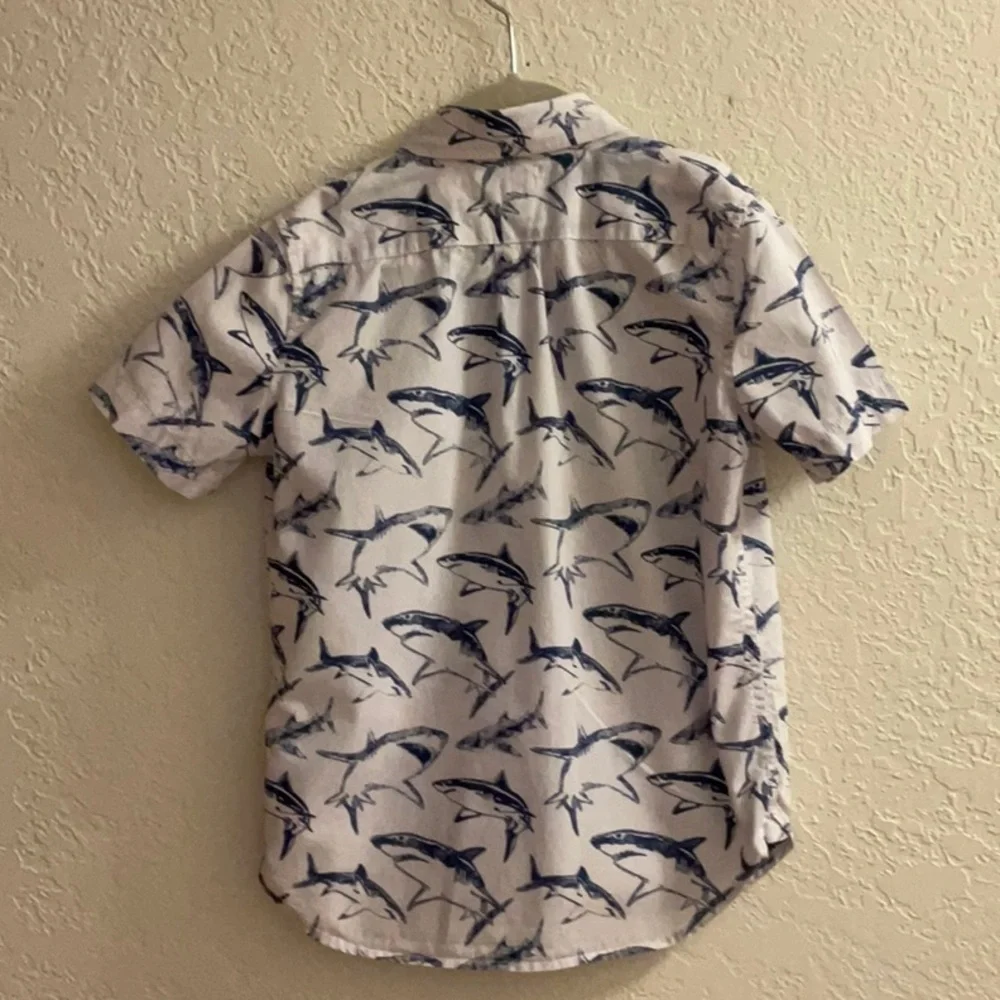 Boy’s Shark Print Shirt - Blue and White